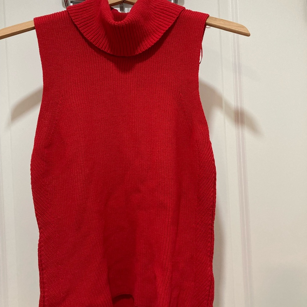 Bright Red Cowl Neck Sweater Knit